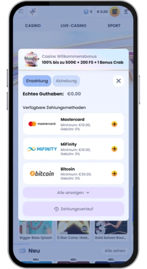 Willkommensbonus-Aktivierung im Casino