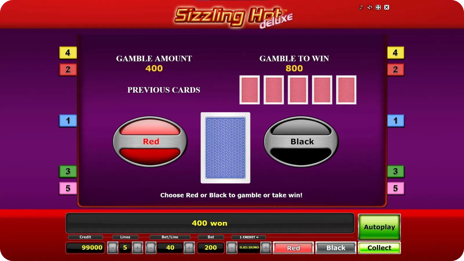Risiko-Spiel Funktion mit Kartenwahl im Sizzling Hot