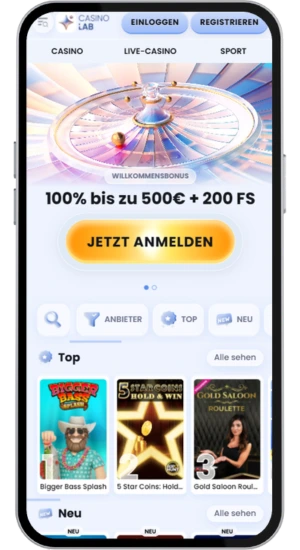 Hauptseite eines lizenzierten Online-Casinos in Österreich