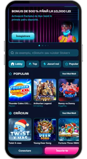 Pagina principală a unui cazinou online licențiat în România