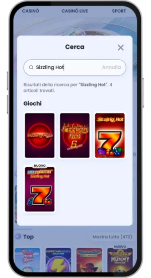 Ricerca del gioco nella lobby del casinò