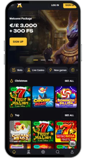 Homepage of a UK-licensed online casino
