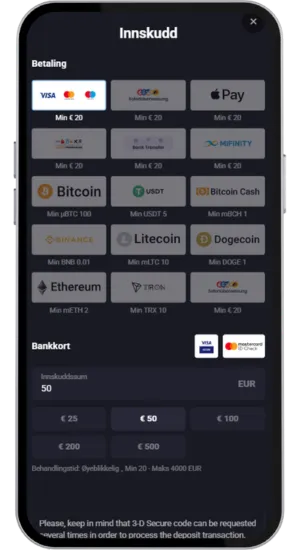 Activation du bonus de bienvenue au casino