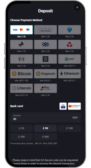 Welcome bonus activation in the casino