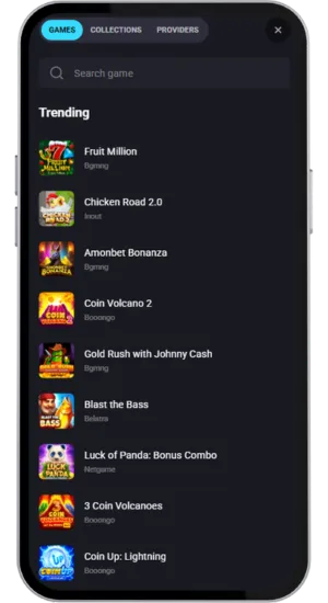 Game search in the casino lobby