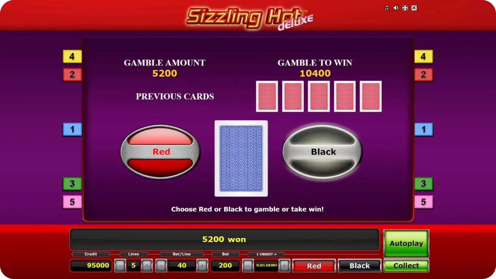 Funkcja gry ryzyka z wyborem karty w Sizzling Hot