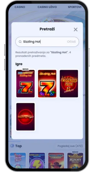 Pretraživanje igre u casino lobiju