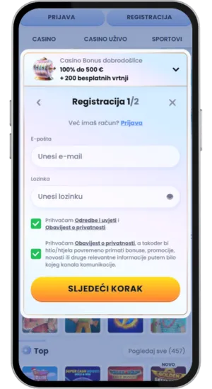 Obrazac za registraciju kasino računa