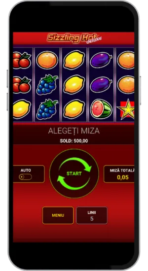 Începerea jocului la aparatul Sizzling Hot Deluxe