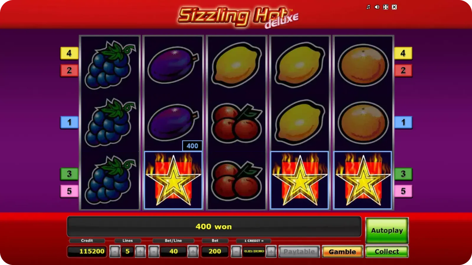 Symbole étoile scatter dans Sizzling Hot